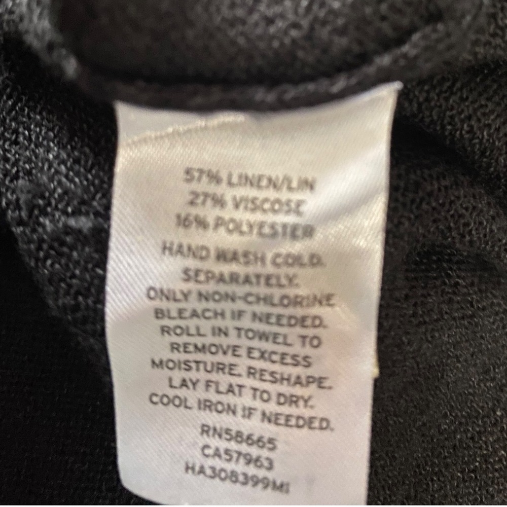 Halogen Womens Black Sheer Linen Blend Long Open Front Cardigan Pockets Small - Picture 4 of 5